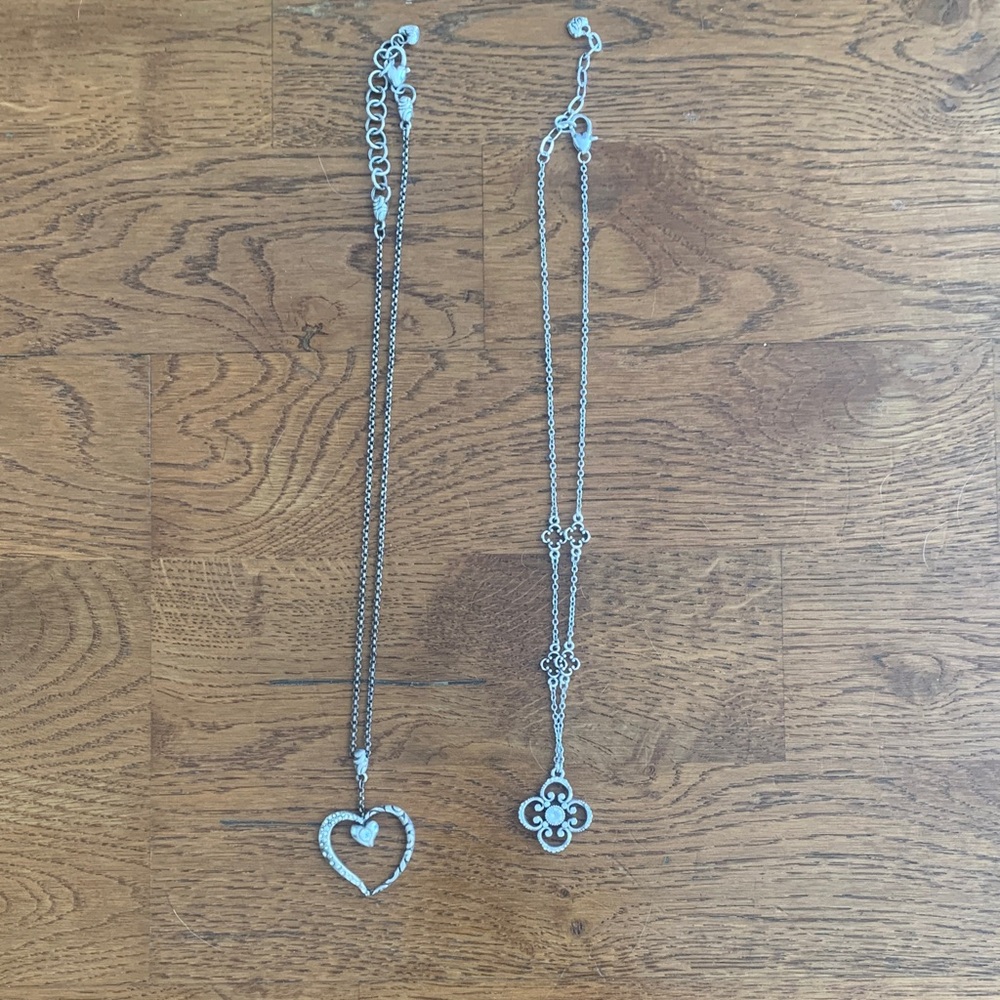 Brighton Silver Heart and Floral Necklace Set